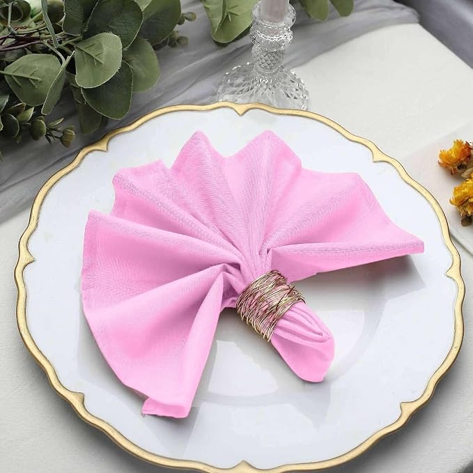 Efavormart Premium Cloth Napkins Set of 5, 17x17 Inch Pink Seamless Dinner Napkins, Washable Linen Table Napkin Cloth with Hemmed Edges for Weddings, Party and Banquet - Image 2