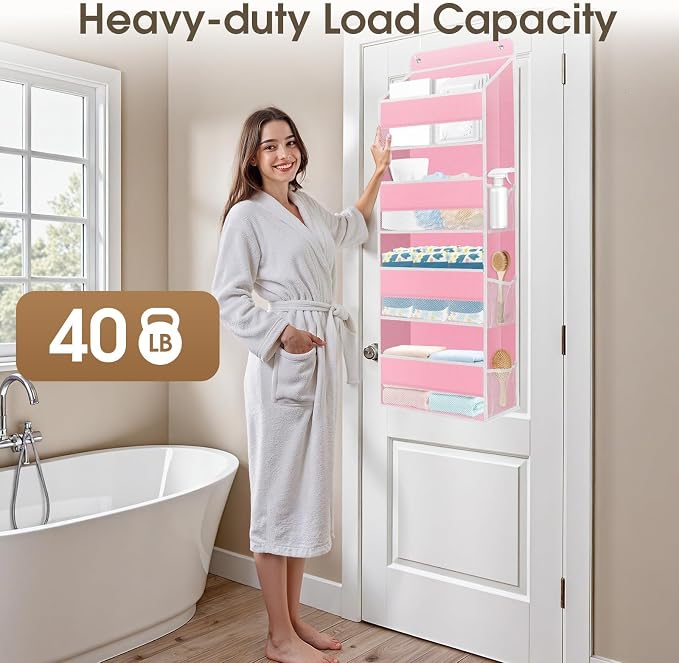 2 Pcs Over The Door Organizer Large Capacity Hanging Storage Room Organizer | 40 lb Capacity, Ultra-Sturdy, Foldable, Mesh Design with Clear Window, Space-Saving Organizer for Pantry, Nursery & Closet - Image 5