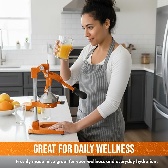 Manual Fruit Juicer - Commercial Grade Home Citrus Lever Squeezer for Oranges, Lemons, Limes, Grapefruits and More - Stain. | Heavy-duty stainless steel press handles lemons, limes, and grapefruits. Easy-squeeze lever arm suits home or commercial use. - Image 9