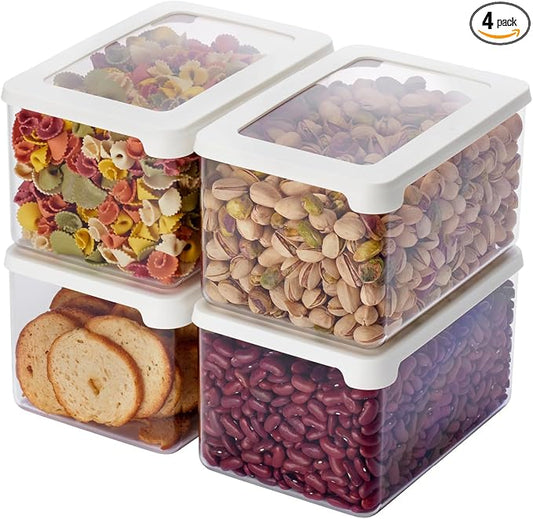 SmartStore Clear Airtight Dry Food Containers with Lids 1.65L Set of 4-20% Bio-based Plastic Storage Box with Lid, BPA Free, Dishwasher Safe - Stacking Kitchen Storage Containers - 18 x 12.5 x 10cm by SmartStore