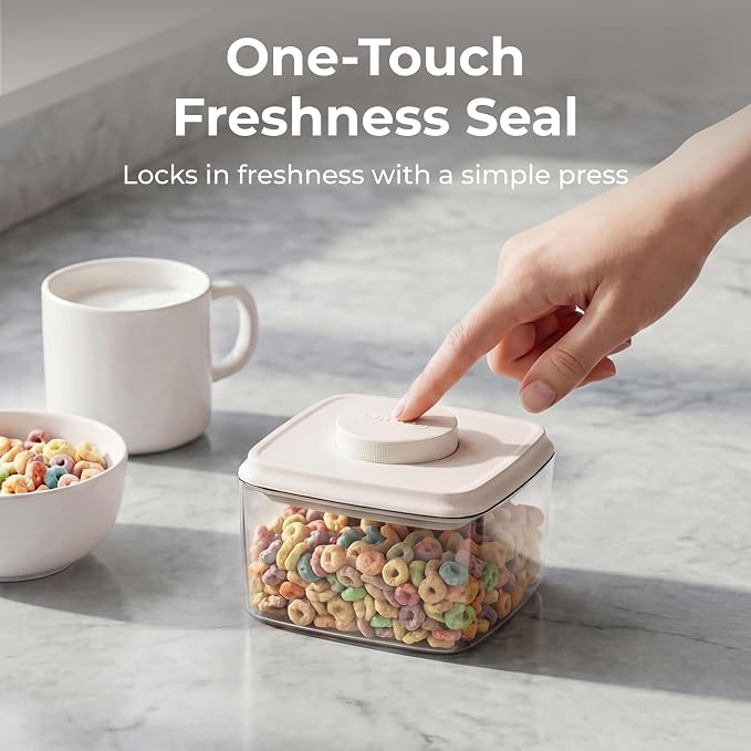SMIRLY Glass Airtight Food Storage Containers with Pop Lids - White | BPA-Free Air Tight Pantry Storage Containers for Cereal Flour Sugar, Food Storage Containers 5 Pcs (0.7Qt*2, 1.7Qt*2, 2.1Qt) - Image 3