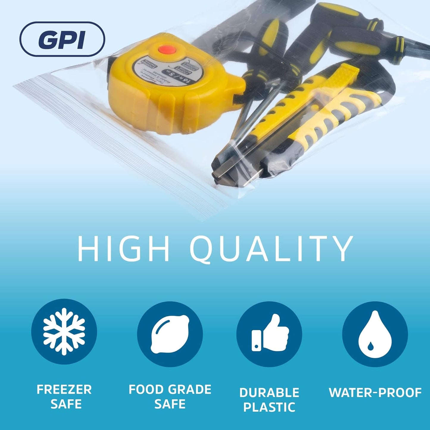 Clear Plastic Reclosable Zip Bags - Bulk GPI Pack of 200 6" x 8" 4 mil Thick Heavy Duty, Strong & Durable Poly Baggies With Resealable Zipper Lock For Travel, Storage, Packaging & Shipping.