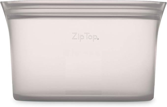 Zip Top Reusable Food Storage Bags | Large Dish [Gray] | Silicone Meal Prep Container | Microwave, Dishwasher and Freezer Safe | Made in the USA - Image 2