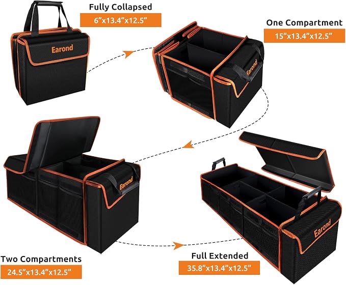 Large Trunk Organizer with Cooler, 3 Compartments SUV Cargo Organizer, Portable Trunk Organizer for suv,car,truck,rv,jeep(black) - Image 2