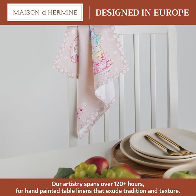 Maison d' Hermine Cloth Napkins Set of 4 Reusable 100% Cotton (18" x 18") | Everyday Square Napkins Cloth Washable Dinner Party Wedding Restaurant Hotel Kitchen Spring Summer - High Tea - Image 2
