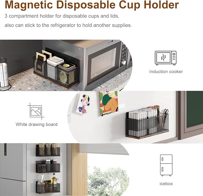 TQVAI K Cup Holder - 60 Capsule Capacity 2 Tier Sliding Pods Storage Drawer with Disposable Cups & Lids Holder, Coffee Bar Station Organizer for Countertop, Black - Image 6