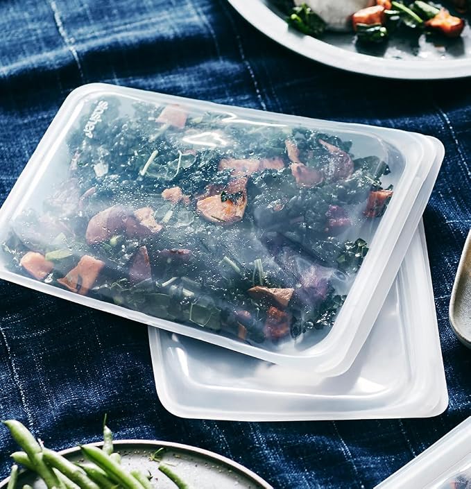 Stasher Premium Reusable Silicone Food Storage Bags, 4-Pack, Clear | Food-Safe Silicone, Eco-Friendly, Reusable Freezer Bags, Microwave, Dishwasher, Oven, Snack Bags, Lunch Containers, Meal Prep - Image 2