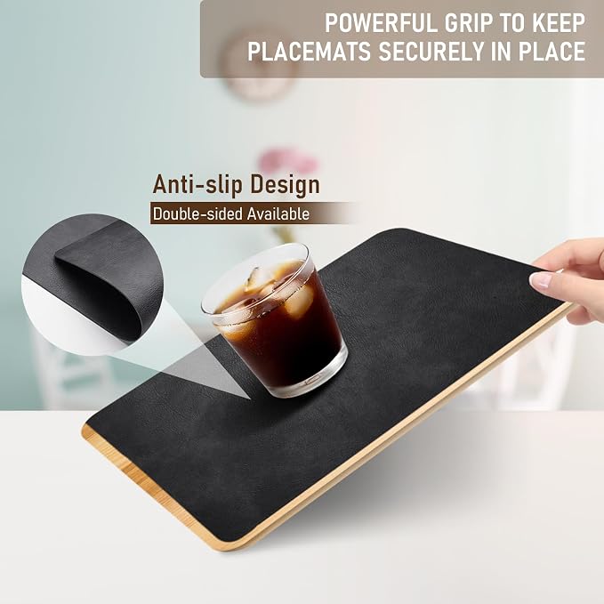 UnivoColors Placemats,Heat Resistant Placemats Set of 4 Washable 12x17 Inch,Waterproof Table Mats,Wipeable Pu Place Mats for Kitchen,Dining Room.Coffee Brown. - Image 7