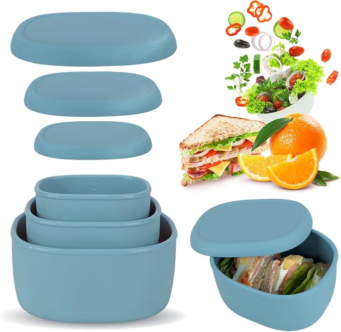 Anatole Silicone Food Storage Containers Set of 6 Lunch Box Bento with Lids BPA Free Dishwasher Microwave Oven Freezer Safe (6.7oz*2, 10oz*2, 20oz*2) Pink Blue - Image 9