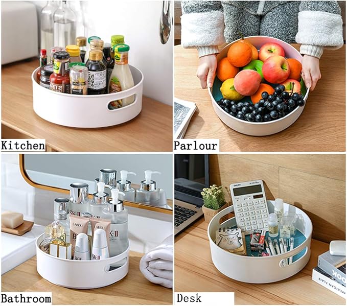 Lawei 2 Size Lazy Susan Turntable with Handle - 9 Inch 12 Inch Storage Turntable Pantry Cabinet Organizer Rotating Turntable Organizer for Spices, Condiments, Baking - Image 6