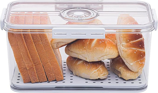 ANYPROLUS Bread Box for Homemade Bread Boxes for Kitchen Counter Airtight, Time Recording Bread Storage Container with Lid, Bread Containers Storage Airtight Loaf Bread Keeper, White by ANYPROLUS