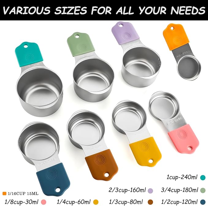 Magnetic Measuring Cups Set Stainless Steel Stackable Nesting Measuring Cup | for Measuring Dry and Liquid Ingredients - Image 4