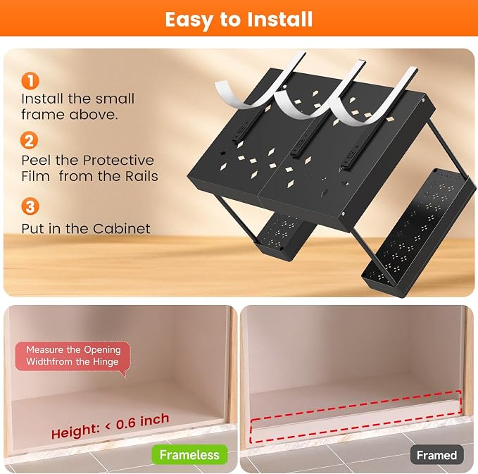 Expandable Under Sink Organizers and Storage,Width Adjustable (14.9-23.6IN),No Drill 2-Tier Pull Out Under Cabinet Organizer for Kitchen Bathroom Laundry (black) - Image 6
