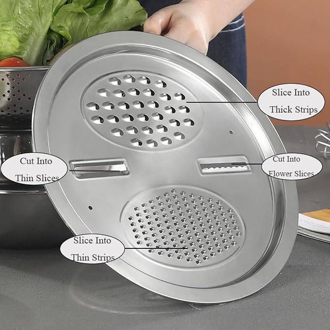 Mixing Bowls, Set of 3, Stainless Steel Bowl, Salad Bowl Set, Gourmet Bowl Set with Strainer and Grater Attachments, Serving Bowls, Snack Bowls and Bowls, Size 2.5 L, 2 L, 0.7 L, Stackable and - Image 5