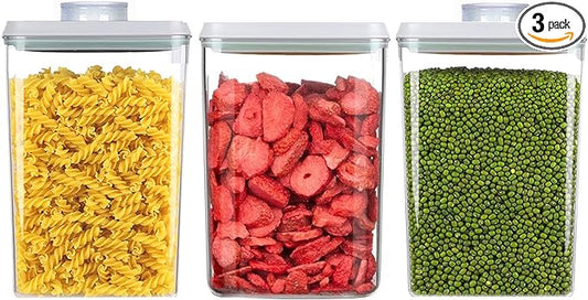 Melovom Pop Food Storage Containers Airtight Food Storage Containers Set with Lids Kitchen Pantry Organization and Storage, Stackable, BPA Free, 3 x 1.2Qt by Melovom