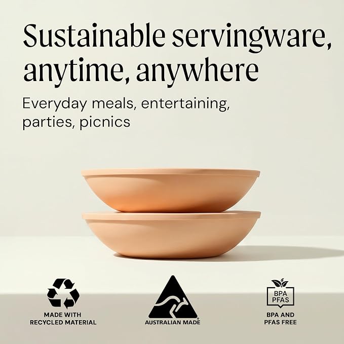 Large Serving Bowl with Lid - Certified Recycled Food-Safe Plastic, BPA-Free, Dishwasher, Microwave, Fridge and Freezer Safe | 4.96qt | Peach - Image 7