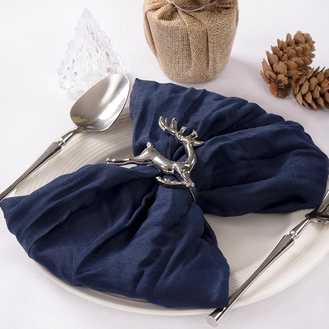 Cloth Napkins Set of 60 21"x21" Reusable Cheesecloth Napkins Navy Blue | Boho Rustic Dinner Napkins Washable Gauze Table Napkins Cloth Hemmed Edges for Wedding Bridal Shower Family Gathering Decor - Image 5