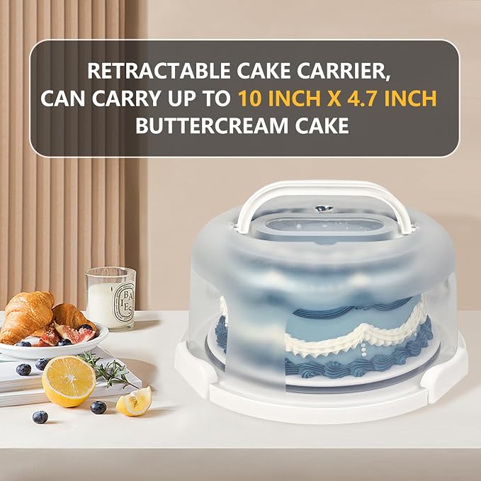 TMRIOPELP Tall Cake Carrier with Lid and Handle Insulated Cake Container Cake Transport Carrier Ideal for Pies Cupcakes and Pastries Perfect for Safe and Secure Cake Delivery (Green, 10 inch) - Image 5