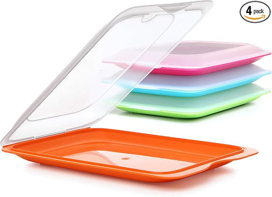 TATAY Set 4 cold meat container, with lid and body removed, in four colours, reusable and stackable, made of BpA-free plastic by TATAY