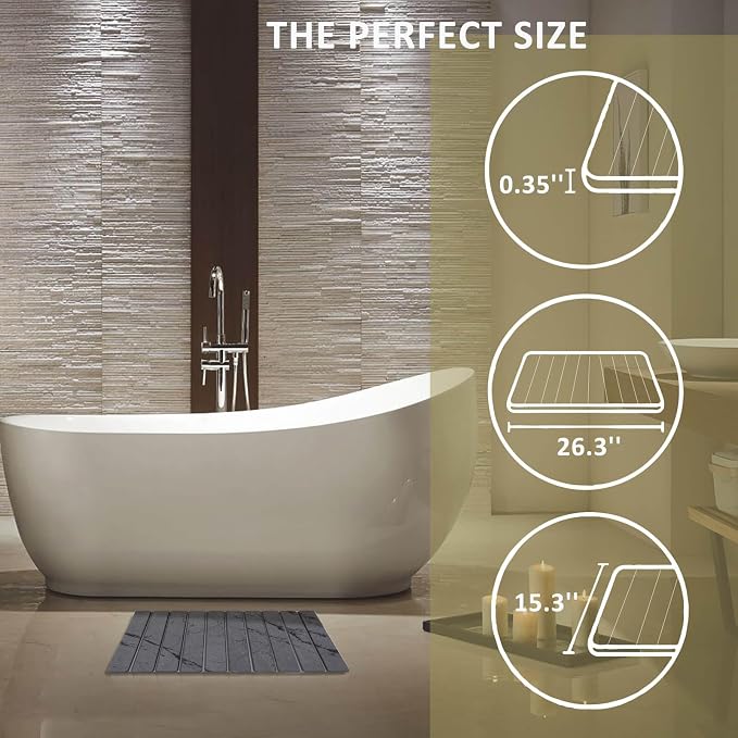 Stone Dish Drying Mat for Kitchen Counter, Large Foldable Marble Quick Dry Diatomaceous Earth Mat with 4 Stone Coasters Set, Ultra Absorbent Collapsible Drying Pad for Bathroom - Image 6