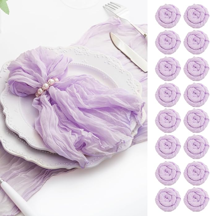 100 Pack Lilac Cloth Napkins 21x21 Inches Lilac Cheesecloth Napkins Set of 100 Washable Dinner Table Napkins for Wedding Bridal Baby Shower Rustic Boho Cotton Gauze Family Gathering Table Decor by FoliafeelHome