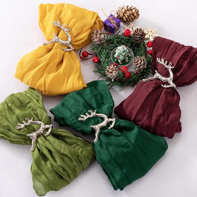 DeZerlor Christmas Party Cheesecloth Napkins Set of 20 for Wedding Party | Reusable Cloth Napkins Bulk, for Thanksgiving Day Bridal Baby Shower Xmas Decor, 21x21 Inches - Image 3