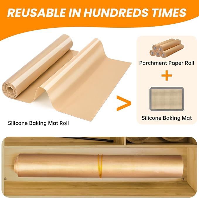 Silicone Baking Mat Roll, Sub Roll Mats,Non-slip Silicone Pastry Mat, Silicone Mat for Kitchen Counter, Non-Stick Reusable Air Fryer Linner, Oven Mat Oven Liner, Freeze Dryer Mat - Image 7