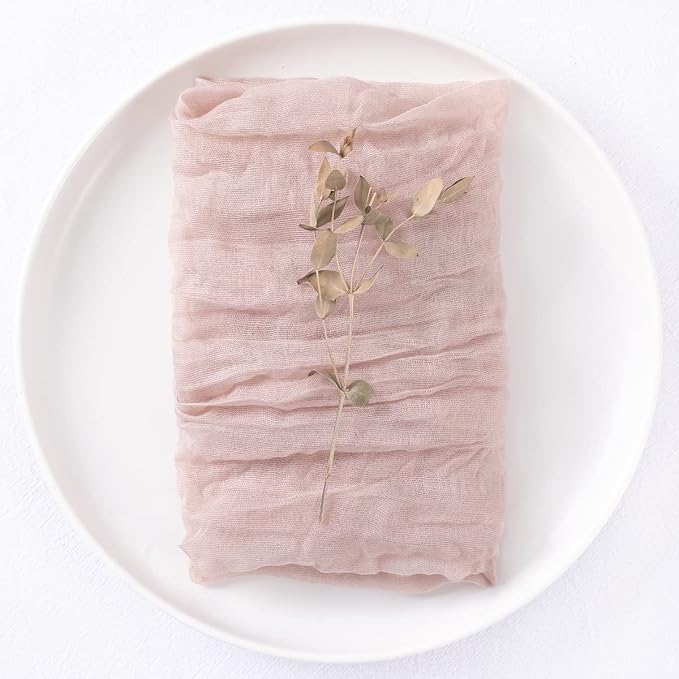 DeZerlor Pink Washable Cheesecloth Napkins Set of 12 for Wedding Party | Reusable Summer Cloth Napkins Bulk, for Bridal Baby Shower Dinner Cocktail Birthday Home, 21x21 Inches - Image 5