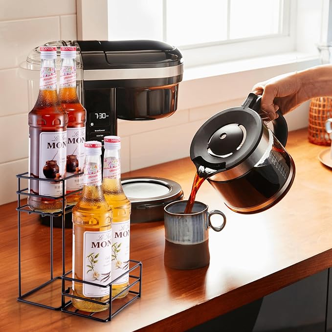 4 Bottle Coffee Syrup Organizer Coffee Syrup Rack for Coffee Bar Kitchen Small Wine Rack for Bar Family Storage for Syrup Wine Dressing - Image 5