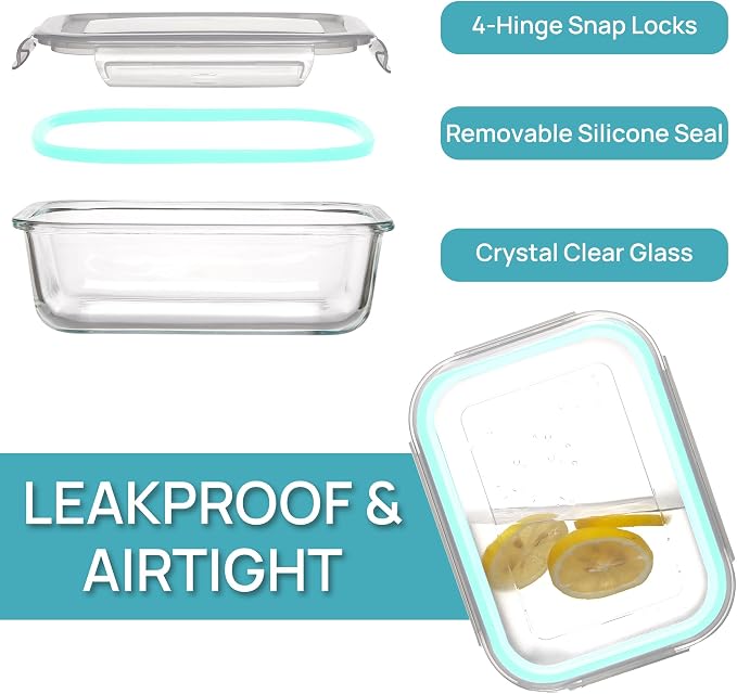 Vtopmart 5 Pack 35oz Glass Food Storage Containers with Lids, Multicolour | Meal Prep Containers, Airtight Reusable Lunch Container Set, Safe for Oven, Microwave, Freezer, and Dishwasher, BPA Free - Image 6