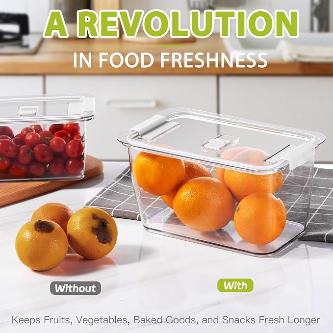 LUXEAR 4 Pack Fruit Vegetable Containers for Fridge, Produce Saver Container with Lids &Removable Colander BPA-free Refrigerator Storage Organizer for Fruit Vegetable, Berry, Meat keep Fresh Longer - Image 7