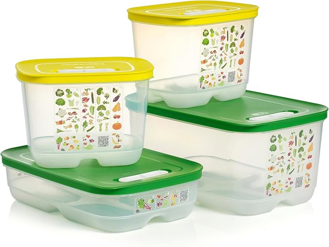 Tupperware Fridgesmart 4 Piece Food Storage Container Set, Dishwasher Safe and BPA Free (4 Containers, 4 Lids) by Tupperware
