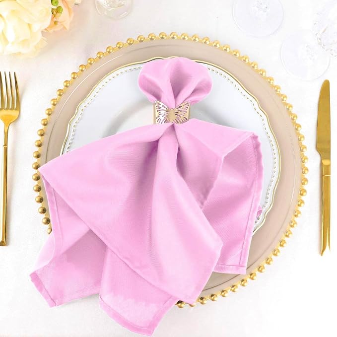 Efavormart Premium Cloth Napkins Set of 10, 20x20 Inch Pink Seamless Dinner Napkins, Washable Linen Table Napkin Cloth with Hemmed Edges for Weddings, Party and Banquet by efavormart