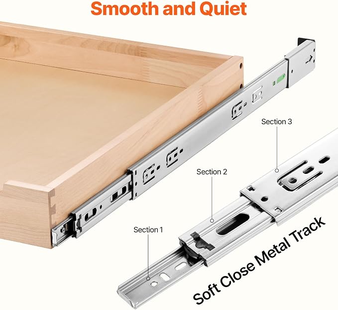 VEVOR Pull Out Cabinet Organizer, 20"W x 21"D Cabinet Drawer, Soft Close Slide out Shelf, Heavy-Duty Sliding Wood Drawer, Bottom Mount Size（20.5"W x 23"D）and Side Mount Size（21"W x 23"D） - Image 3