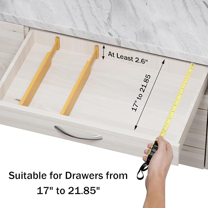 Bamboo Drawer Dividers Organizers, 2.56" High, 17"-21.8" Adjustable, 4 Pack | Expandable Separators, Great for Utensils, Kitchen, Bedroom, Dresser and Office Storage - Image 5