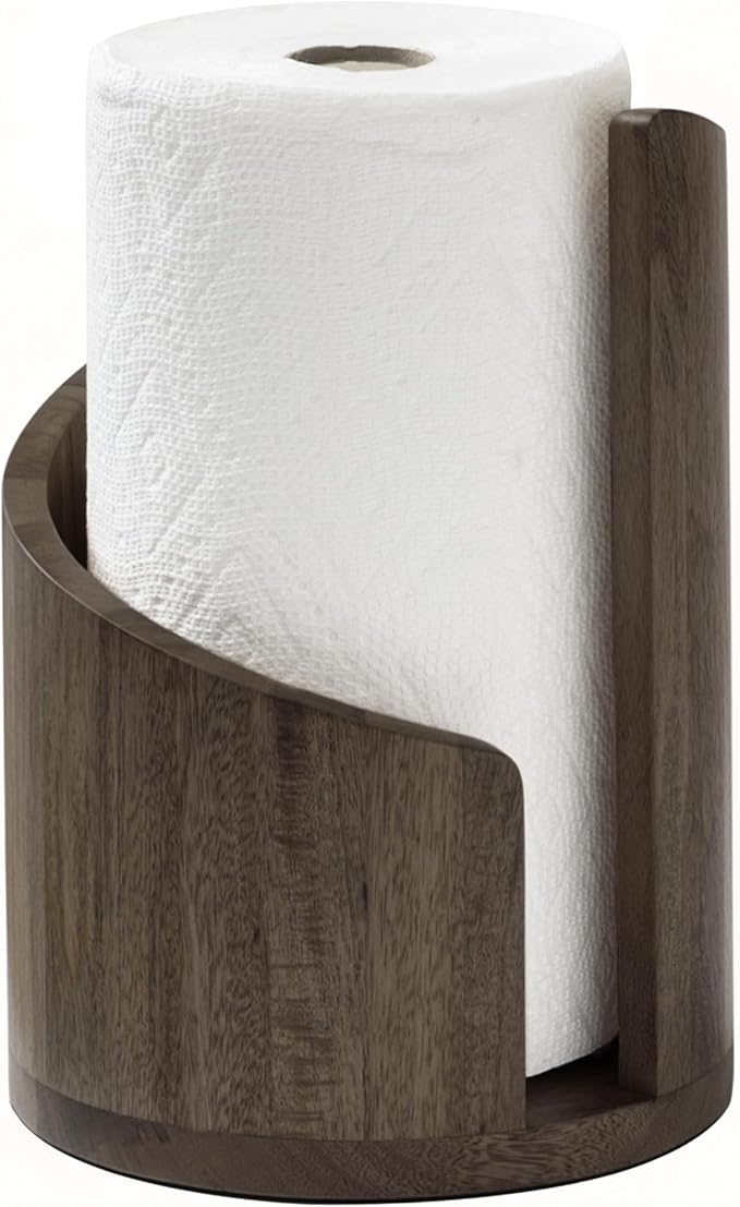 Anji Mountain Wooden Paper Towel Holder with Metal Holder, Holder Stand for Kitchen Roll Organizer & Kitchen Dining Table Home Décor, Countertop Fits Jumbo & Mega Rolls - Chocolate/Black, Classic - Image 2