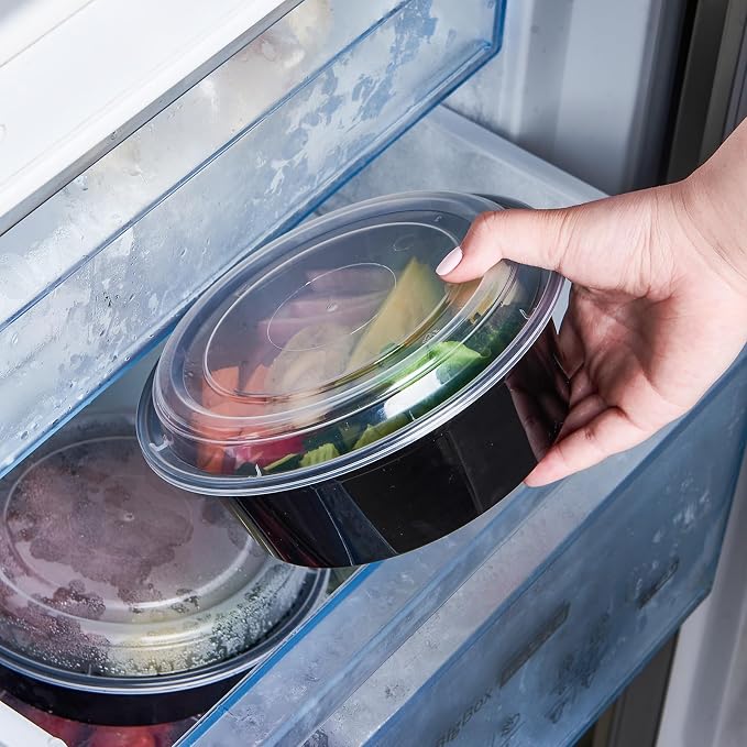 Jaluxing 32 oz 50 ct Round Meal Prep Containers with Lids Plastic Food Storage Lunch Plan To Go Box Disposable Take Out Bowls BPA Free Durable Stackable Microwave Freezer Safe (Formerly FULING) - Image 3