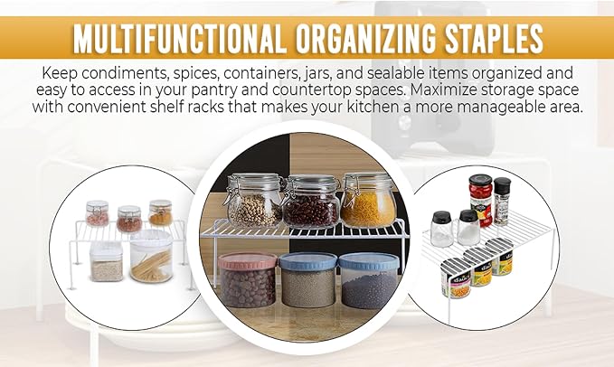 YBM Home White Wire Cabinet Helper Shelf Organizer and Storage Rack Helper for Kitchen, Expandable Kitchen Counter and Cabinet Shelf (1, 12.5"L x 9.5"W x 5.5"H) - Image 7
