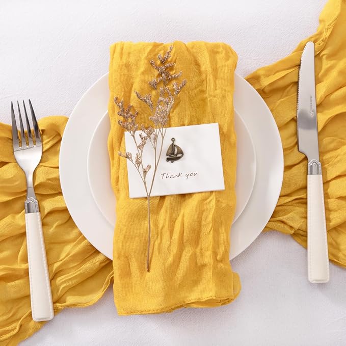 Cheesecloth Napkins Gold Cloth Napkins Table Napkin Bulk,Set of 20 | 21''x21'',Washable Boho Table Gauze Fabric Napkins,for Wedding Baby Bridal Shower Dinner Party Decor - Image 5