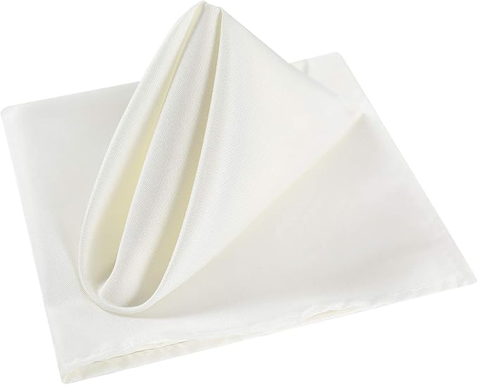 Cloth Napkins 20x20 inch Washable Polyester Dinner Napkins Soft Table Napkins for Wedding Party Dining Banquet(Ivory,12PCS) - Image 3