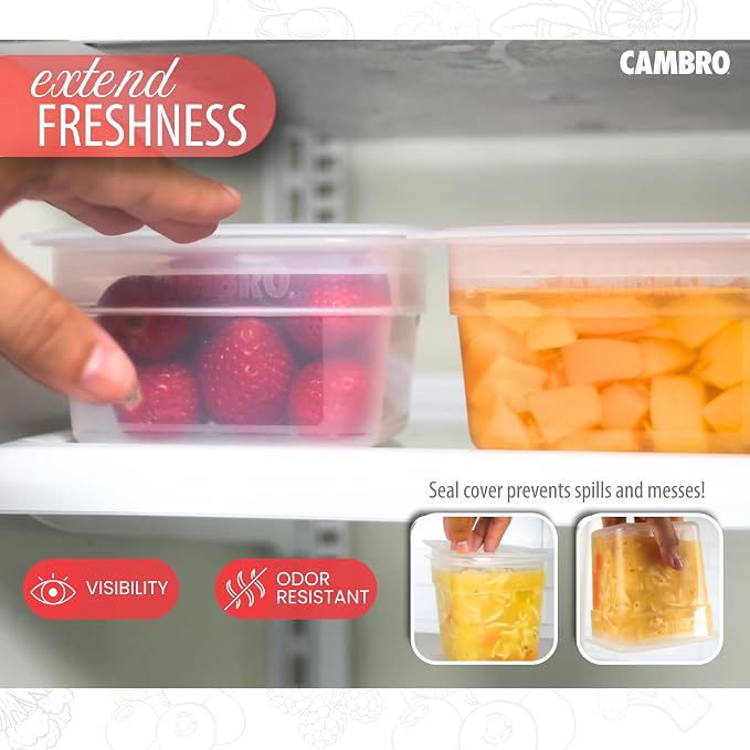 Cambro Food Storage Containers with Lids - Translucent (Microwave Safe and BPA-Free) - 16 and 32 oz (ounce) Food Storage Container - (20 Piece Set) - Image 4