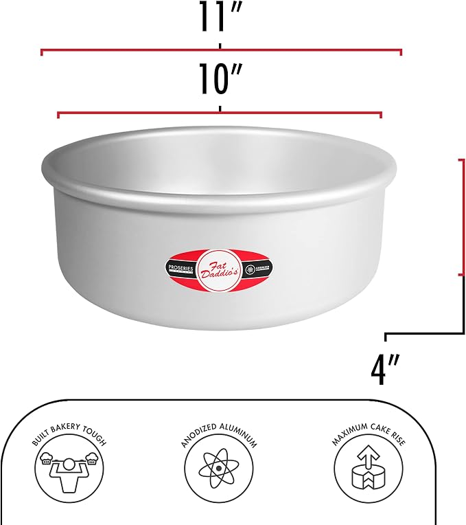 Fat Daddio's PRD-104 Round Cake Pan, 10 x 4 Inch, Silver - Image 3