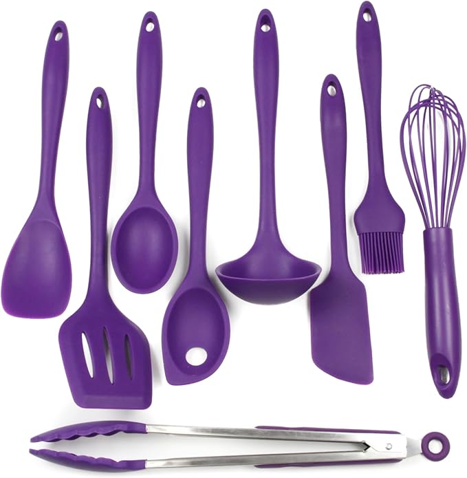 Chef Craft Premium Silicone Kitchen Tool and Utensil Set, 9 Piece, Purple by ChefCraft