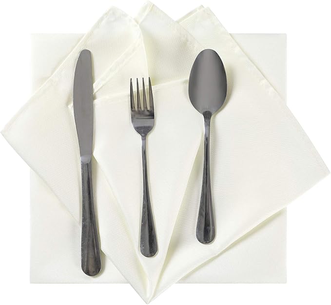 Cloth Napkins 20x20 inch Washable Polyester Dinner Napkins Soft Table Napkins for Wedding Party Dining Banquet(Ivory,100PCS) - Image 4