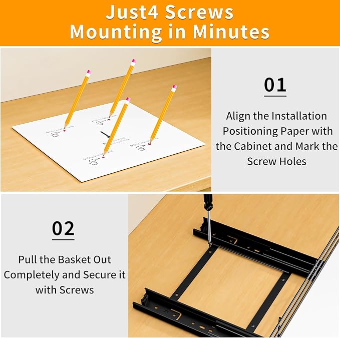 RCHYFEED Pull Out Spice Rack Organizer, 12.5" Wx10.5 Dx2.5 H | Slide Out Spice Rack for Inside Cabinets, Heavy Duty, Fits Kitchen and Pantry, For Seasoning, Sauces, Canned - Image 8