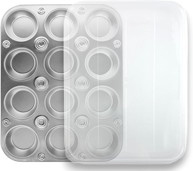 G&S Design Set of Two 12-Cup Muffin Pans with Locking Carrier Lids and 24 Silicone Liners - Image 3