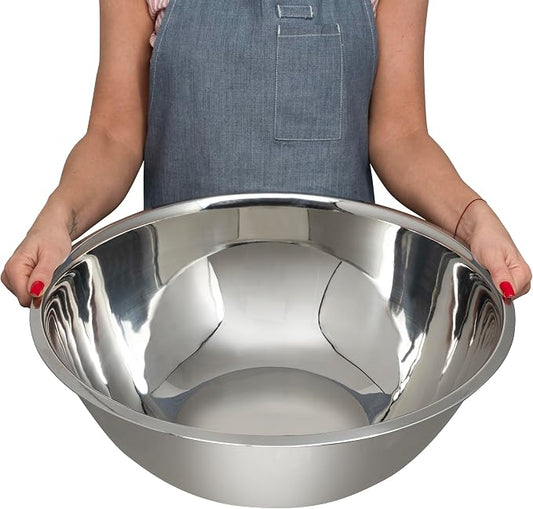 16 Quart Large Stainless Steel Mixing Bowls Set, 3-Pack, Nesting Bowls | Extra Large Commercial Grade Metal Bowls for Meal Prep, Baking, Serving, Food Storage. Rustproof & Dishwasher Safe by WHYSKO
