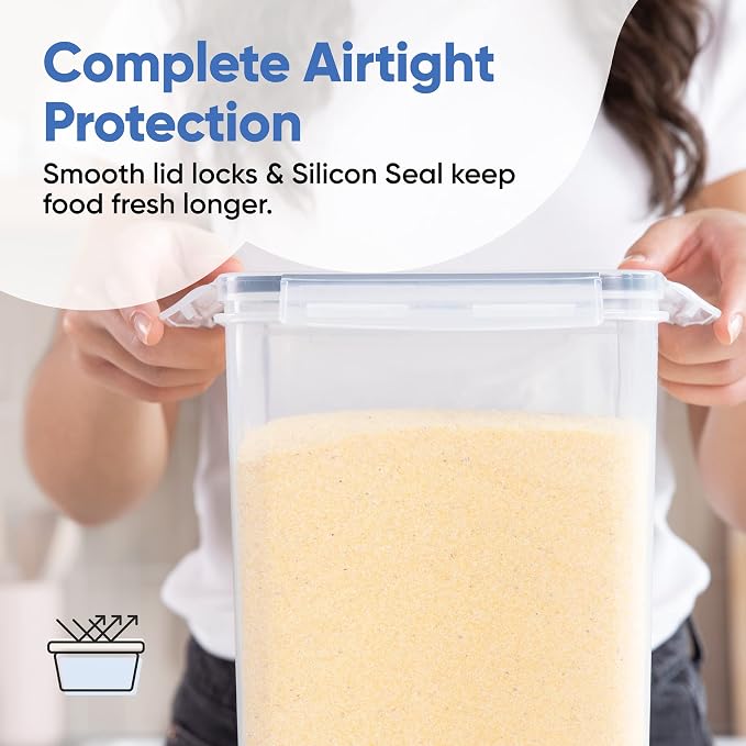 Chef's Path Extra Large Airtight Food Storage Containers with Lids, Pack of 2, 6.5L, 220Oz, Airtight Kitchen and Pantry Bulk Canisters for Flour, Sugar, Rice, and Baking Supplies - Transparent - Image 6