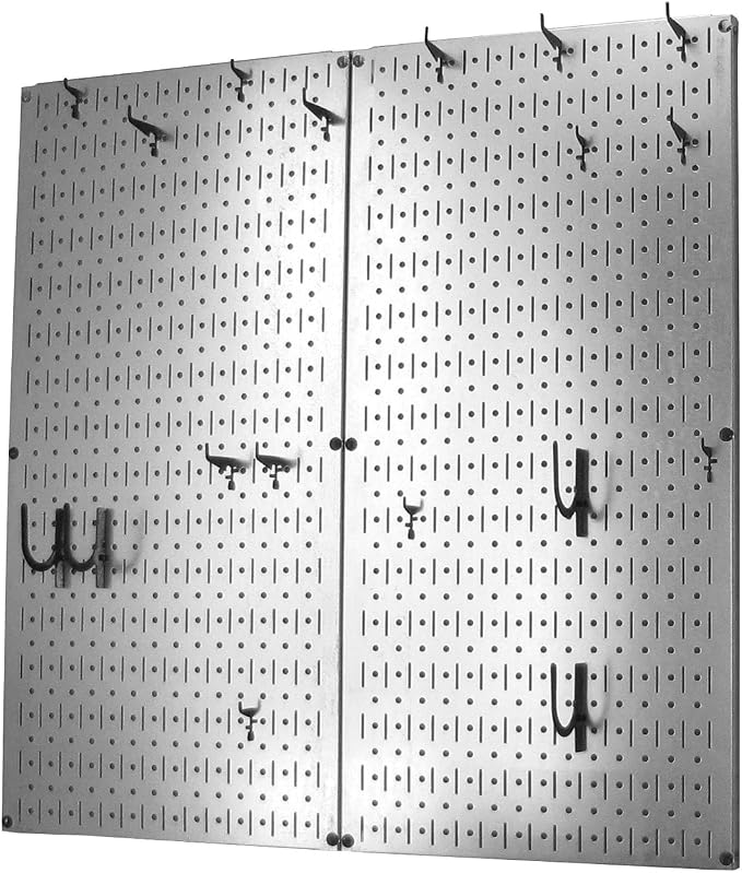 Wall Control Kitchen Pegboard Organizer Pots and Pans Storage Rack Organization Kit with Metallic Silver Pegboard and Black Accessories - Image 2
