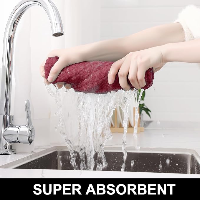 Homaxy Large Premium Cotton Kitchen Towels 16"x 28", 12 Pack, Red | Natural Ring Spun 390 GSM Dish Towels, Super Absorbent Terry Kitchen Hand Towels, Soft Tea Towels with Hanging Loop - Image 3